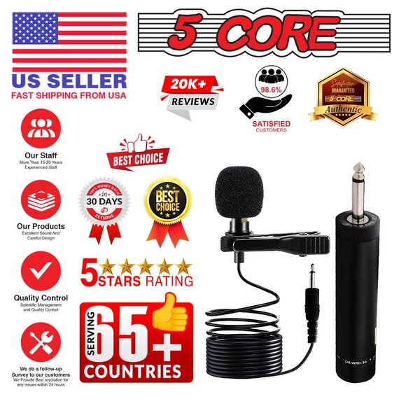 5 CORE Premium Lavalier Microphone Lapel Clip-on Mini Wired Omnidirectional Cond - Picture 15 of 15